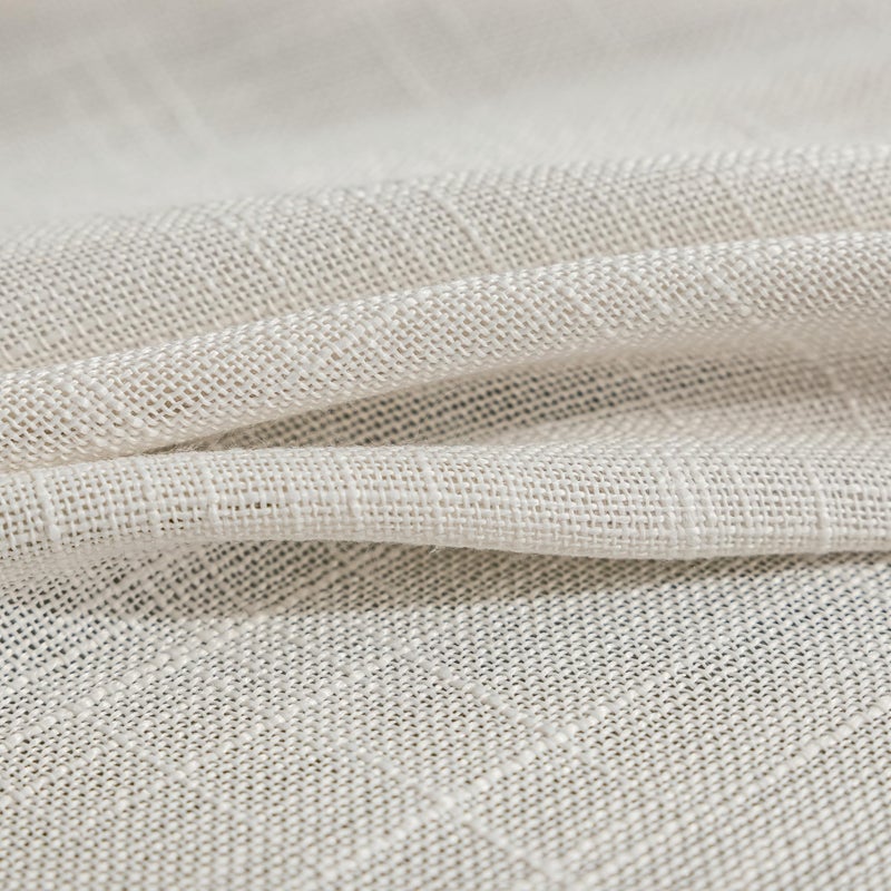 FMFUNCTEX Natural Sliding Door Curtain 84" Sheer Linen Curtains for Living Room Divider 100" Width Extra Wide Bedroom Drapes Linen Patio Door Panel Semi Sheer Window Panels Beige Grommet Top 1 Panel - Image 5